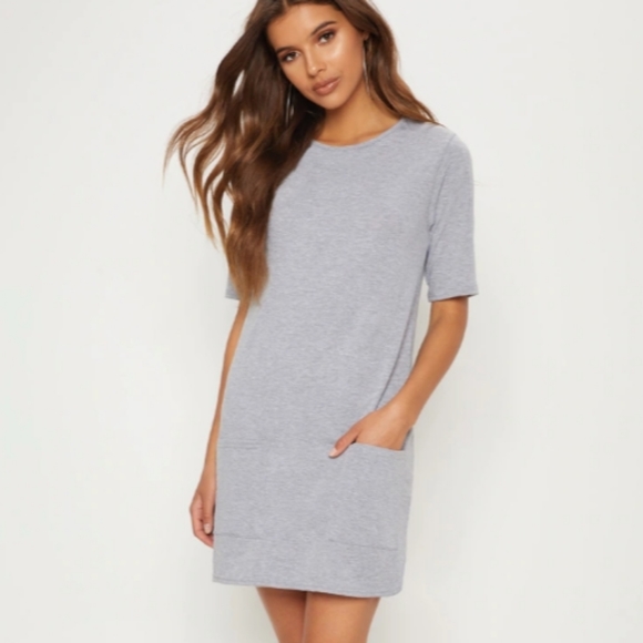PrettyLittleThing Dresses & Skirts - PLT Basic grey tshirt dress with pockets